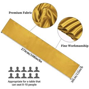 Party Decorations Gold 12x108 Inch Long Premium Satin <b>Table</b> <b>Runner</b> for Wedding Birthday Parties Banquets Graduations Engagements - Product Image 2