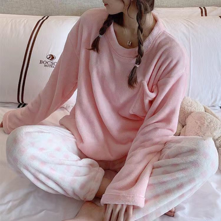 Winter Flanell Pyjamas Damen Set weiches Fleece Velours Nachthemd thermisch warm Erwachsenen Pyjamas Mujer Nachtwäsche für Frauen