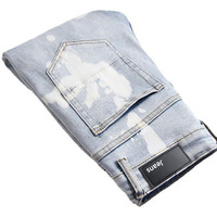 Jean slim tendance pour homme, style punk bleu, artisanat de qualité supérieure, extensible, avec trous et patchs