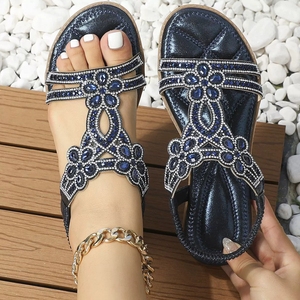 גברת נוצץ קישוט חיצוני קיץ שטוחים rvet סגנון bohemian אופנה סנדלים סנדלים לנשים - Product Image 6