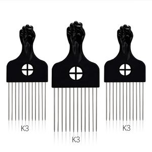 Set di pettini in metallo Afro nero con Logo personalizzato freelany parrucca per capelli parrucca treccia per capelli pettine pugno pettine per capelli in metallo - Product Image 6