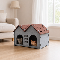 Nichoir en feutre pour chat d'intérieur, lit pour chat pour salon, chambre à coucher, grotte pour chat, cachette avec deux entrées arquées, nid pour chatons, petits chats