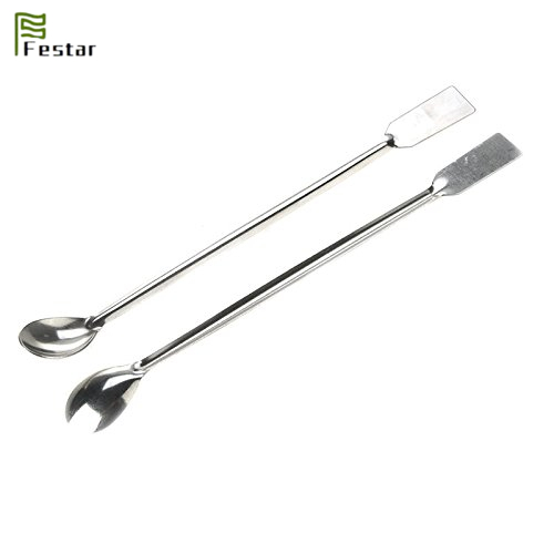 2 Spatole Da Laboratorio In Acciaio Inox 22 Cm | Micro Cucchiaio A Doppia Estremità | Per Polveri E Granuli
