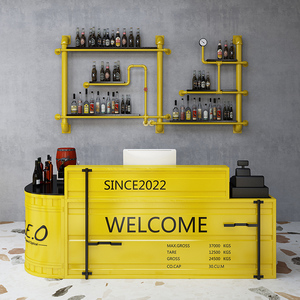 <span class=keywords><strong>Comptoir</strong></span> de <span class=keywords><strong>Bar</strong></span> Rétro Industriel pour Salle de Billard, Caisse Enregistreuse de Salle de Sport, Gym, Café, <span class=keywords><strong>Maison</strong></span> - Product Image 2