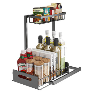 Organizzatore Estraibile a 2 Livelli Regolabile in Altezza, in Metallo, a Forma di L, Multifunzionale per Bagno e <span class=keywords><strong>Cucina</strong></span>, da Installare Sotto il Lavello - Product Image 3