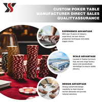 Mesa de Póker Texas YS OEM Personalizada con Pedestal de Cañón, Riel de Cuero Negro, Tachuelas Plateadas y Portavasos para Casino