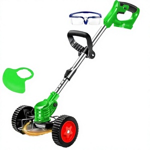 Cordless Grass <b>Cutter</b> Lawn Trimmer Battery Powered <b>Brush</b> <b>Cutter</b> with Wheels and 3 Batteries for Garden Farm - Product Image 3