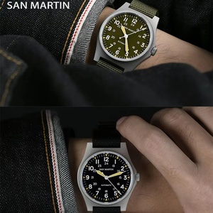 San Martin SN0137 <b>Pilot</b> Watch 38mm NH35 Retro Automatic Mechanical Wristwatch Bead Blasted <b>Case</b> Waterproof 100m - Product Image 3