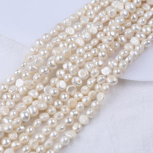 Perle de Zhuji 8-9mm, perle d'eau douce baroque, bouton et pomme de terre, perle à deux faces, trou latéral clair, perle blanche en vrac pour la fabrication de bijoux - Product Image 4
