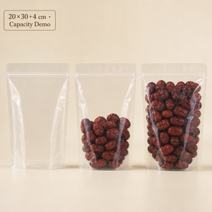 US Stock Clear Stand Up Pouch 18*26*4cm 7.1*10.2*1.6in <b>Zip</b> Lock Resealable Transparent Rice Nut Coffee Snack Food <b>Bag</b> Custom OEM - Product Image 2
