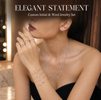 Ensemble de bijoux initiaux : Bague, boucles d'oreilles, chaîne et collier avec 26 lettres de l'alphabet, en acier inoxydable plaqué or 18 carats PVD, cadeau pour femme pour les fêtes