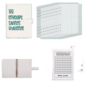 Portefeuille en cuir PU A5 avec 100% de réduction, noir, rose, violet, cyan, fabricant de cartes de suivi des stocks, stylo, enveloppes pour argent liquide, boîte, <span class=keywords><strong>carnet</strong></span> - Product Image 1