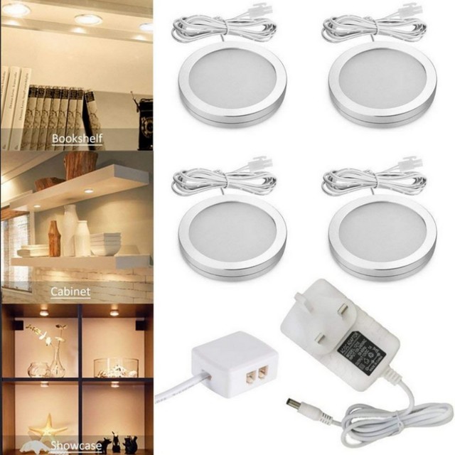 LED Three-Color Temperature Adjustable Dimming Cabinet Light Small round RV Kitchen Light