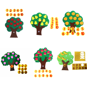 Gran oferta, decoración para el aula, tablero ocupado de fieltro <span class=keywords><strong>Montessori</strong></span> para niños, melocotón, pera, manzana, naranja, plátano, árbol, números, juguetes para contar - Product Image 6