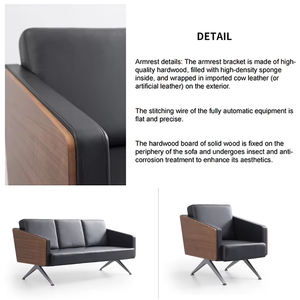 Sofá de Oficina de Cuero para Negociaciones Comerciales, Personalizable al por Mayor, Material de Cuero, 3 Plazas, Sillón de Espera, Muebles Modernos - Product Image 3
