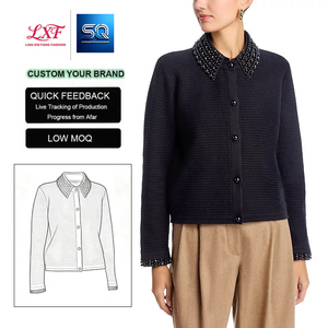 Cárdigan <span class=keywords><strong>de</strong></span> Punto Suave y Elegante para <span class=keywords><strong>Mujer</strong></span>, <span class=keywords><strong>Marca</strong></span> SONGQI, Ecológico, con Cuello Desmontable, Botones Frontales y Puños Adornados con Imitación <span class=keywords><strong>de</strong></span> Perlas - Product Image 1