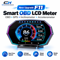 Jauge LCD OBD2 avec boutons tactiles, éclairage ambiant 3 zones, inclinomètre 6 axes et mesureur de force G pour véhicules internationaux
