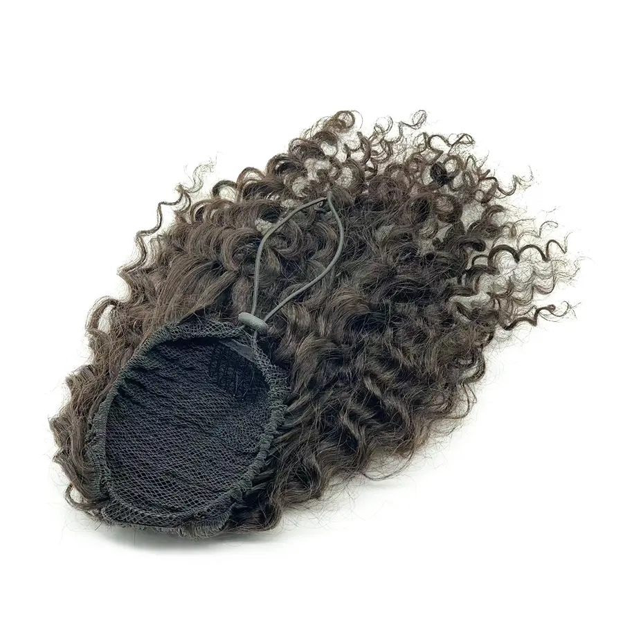 Wholesale High Quality Long Curly Wavy Drawstring Ponytail With Invisible Comb Human Hair Wavy Hair Extension For Women