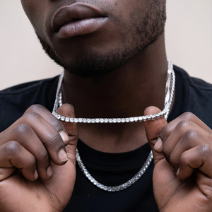 สร้อยคอเทนนิสเพชรแท้เพาะเลี้ยงในห้องปฏิบัติการ ดีไซน์ฮิปฮอปสุดเท่ สำหรับทุกเพศ  ทองคำขาว 14K ชุบทองคำชมพู ความใสระดับ VVS ได้รับการรับรองจาก IGI คุณภาพเยี่ยม - Product Image 1