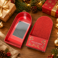 Caja de Regalo Navideña de Alta Gama Personalizada con Ventana Transparente, Caja de Embalaje de Cartón Duro Estilo Cajón con Estampado en Caliente