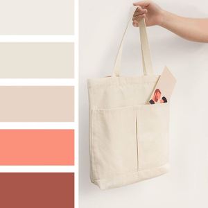 Sac fourre-tout en toile de coton réutilisable et écologique pour femmes, avec poches robustes, faible MOQ, personnalisable avec logo imprimé, idéal pour les courses en gros. - Product Image 2