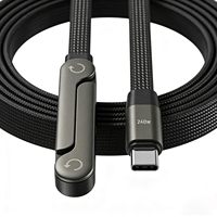 Câble de charge rapide invisible, 240W USB C vers USB C, cordon de chargeur Type C coudé à 90° pour téléphone, 1,5 m