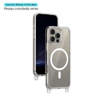 Coque de téléphone antichoc à double crochet magnétique avec chargement sans fil et finition givrée pour 16/17 Pro Max 15/14 Pro, style bandoulière
