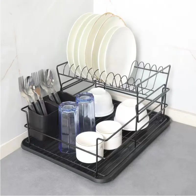 2-hai lớp bếp tấm Bát thép không gỉ lưu trữ Kệ món ăn drainer Rack cho Countertop