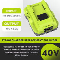Victpower 40V 6Ah LiFePO4 Paket Baterai Lithium-Ion dengan Pengisi Daya Cepat 5A 2-Paket untuk Alat Listrik RYOBI 800-Cycle