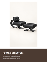 Fauteuil d'appoint moderne en similicuir avec repose-pieds et base métallique incurvée pour salon et hôtel