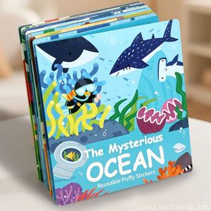 30+ Autocollants en papier gonflés réutilisables et <span class=keywords><strong>repositionnables</strong></span> pour enfants, sans écran, sur le thème des dinosaures, de l'océan et divers thèmes de dessins animés - Product Image 4