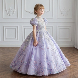 Vestido de fiesta de lujo color lila para niñas Wn1787, vestidos de flores con cristales coloridos para bodas, Vestidos De Nina Jancemebr - Product Image 1