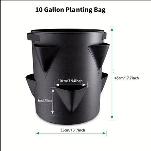 10 gallons fraise tomate plante sac de culture poignée de fenêtre tissu feutre matériel <span class=keywords><strong>pour</strong></span> intérieur extérieur pépinière serre compléments - Product Image 2