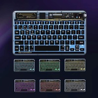 Mini Teclado Inalámbrico Qwerty con Retroiluminación RGB, Interfaz USB Universal para IOS/Windows/Android, Compatible con iPad, Teléfono Móvil, PC, Laptop