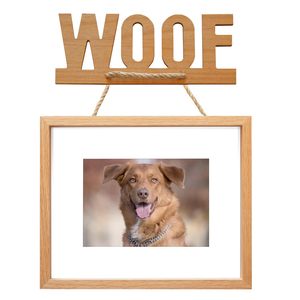 <b>Wooden</b> <b>Picture</b> <b>Frame</b> For Dogs With Woof Sign Wall Hanging Photo <b>Frame</b> Rectangle Horizontal Pet Gift Keepsake - Product Image 1