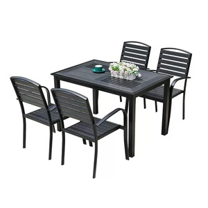 Outdoor Furniture Set French Coffee Table <b>Plastic</b> Wood <b>Dining</b> Set for Courtyard Villa Hotel & Park Use - Product Image 4