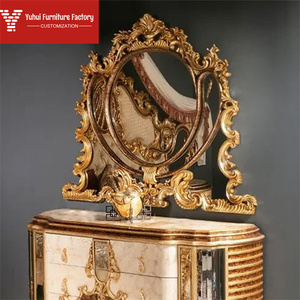 Letto Matrimoniale di Lusso in Legno Massello Italiano con Intagli in Stile Palazzo e Foglia d'Oro, Arredamento Camera da Letto <span class=keywords><strong>Reale</strong></span> per Casa o Appartamento - Product Image 6