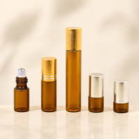 Flacon roll-on d'huile essentielle ambrée marron pleine taille pour cosmétiques, 1ml, 2ml, 3ml, 5ml, 10ml, avec bouchon en aluminium, emballage pour huiles essentielles et parfums