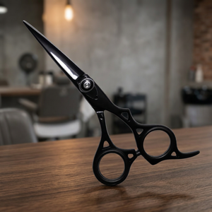 Ciseaux de coiffure professionnels ASAP Surgident, en acier inoxydable noir, à manche long courbé, pour droitiers - Product Image 2