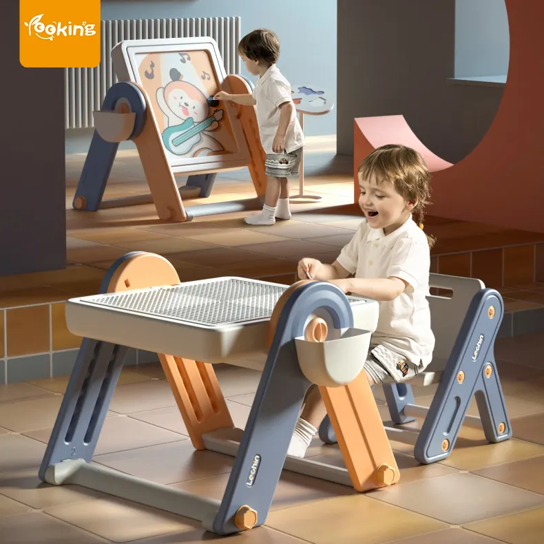 2023 No Disassemble Magnetic Drawing Board Living Room Drawing Toys Baby Chair And Building Blocks Table Set Drawing Board