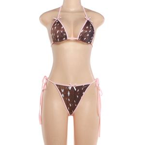 Viviblook Z0130ST02 Women Bikini Beach <b>Swimsuit</b> Set New Sexy Bikini Leopard Print Bra Tops <b>Thong</b> Two-Piece Set - Product Image 4