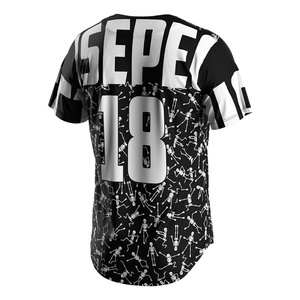 Custom Logo Oem V Neck <b>Hip</b>-Hop Baseball Unisex Shirt 3d Button Baseball Jersey - Product Image 2