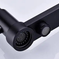 Robinet de cuisine moderne en laiton à ressort, multifonctionnel, universel, à montage sur pont, noir mat, avec noyau de valve en céramique rotatif, vente chaude