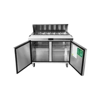 Table de préparation pour sandwichs/salades KLEADONE MSF8302GR 48 pouces à deux sections avec refroidissement direct et refroidissement par air, 2 portes, 12 bacs, 13,4 pi3 Pieds
