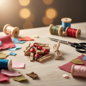 Ilan Mollette in Legno da 3,5 cm con Design Coccinella e Corda di Juta per Artigianato e Forniture da Cucito - Product Image 3