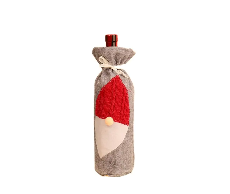 2024 nouveau Style automne bouteille de vin jupe couverture rouge gris couleur amovible pour noël en cuir bouteille de vin couverture