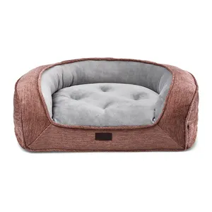 Pet Sofa Solid Orthopedic Memory Foam Luxury Pet Bed Washable Large Cushion Lounge Dog Bed With Non-slip Bottom