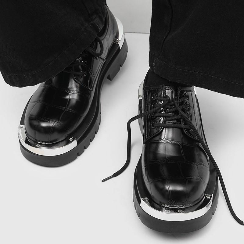 Lace-Up Closed Toe Dress Shoes for Weddings - Height Increasing Platform  Design in Black & Brown for Modern Brides & Grooms