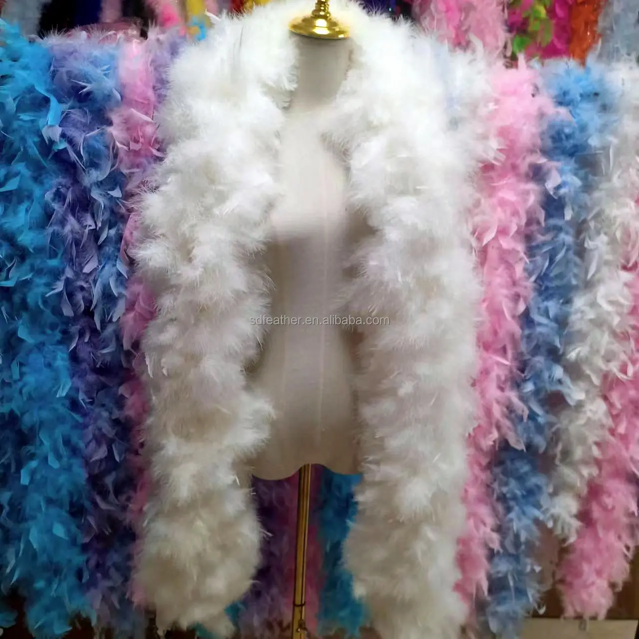 300 g 2 meter dick große federgirlande Luxus Türkei Schwänefedern Boa-Schal-Schal für Hochzeit Karneval Weihnachten Tanz Samba