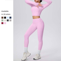 Ensemble de yoga pour femmes, 2 pièces, leggings de sport et veste à manches longues personnalisée avec fermeture éclair